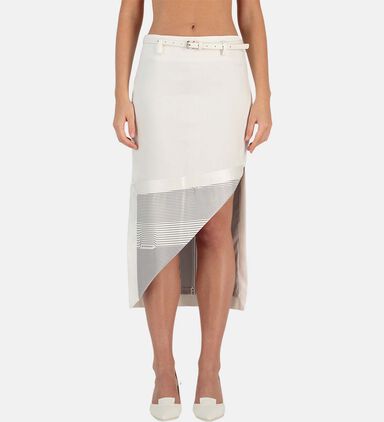 Silk Fold-over Printed Midi Skirt