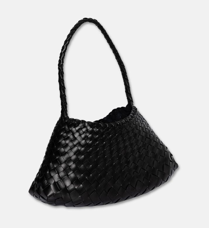 Dragon Diffusion Rosanna Woven Leather Baguette Bag, Black, Packshot View