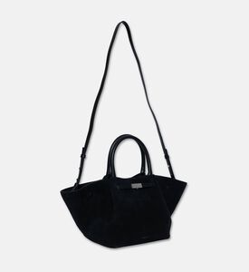 Demellier The Midi New York Suede Tote Bag, Black, Packshot View