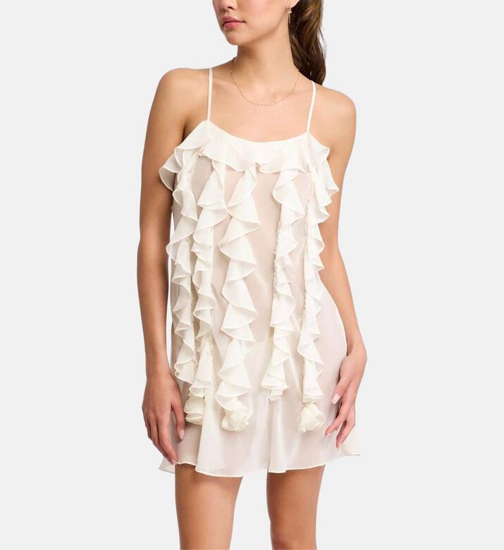Sleeveless V-neck Ruffle Dress