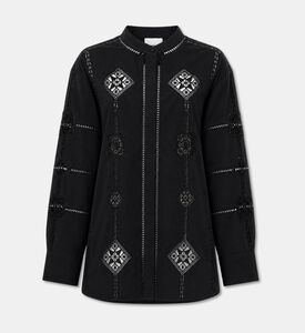 Isabel Marant Soeline Embroidered Button-down Shirt, Black, 42, Packshot View