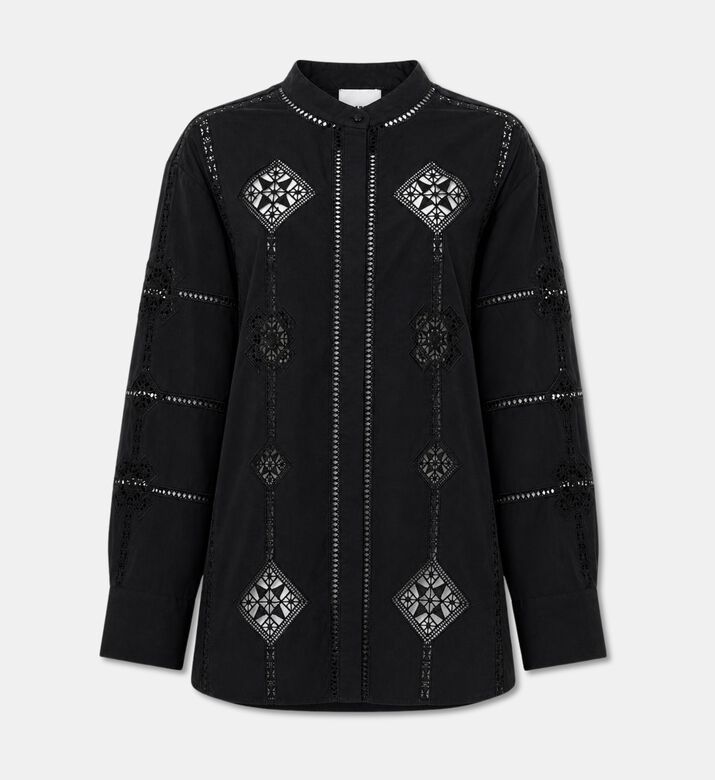 Isabel Marant Soeline Embroidered Button-down Shirt, Black, 42, Packshot View