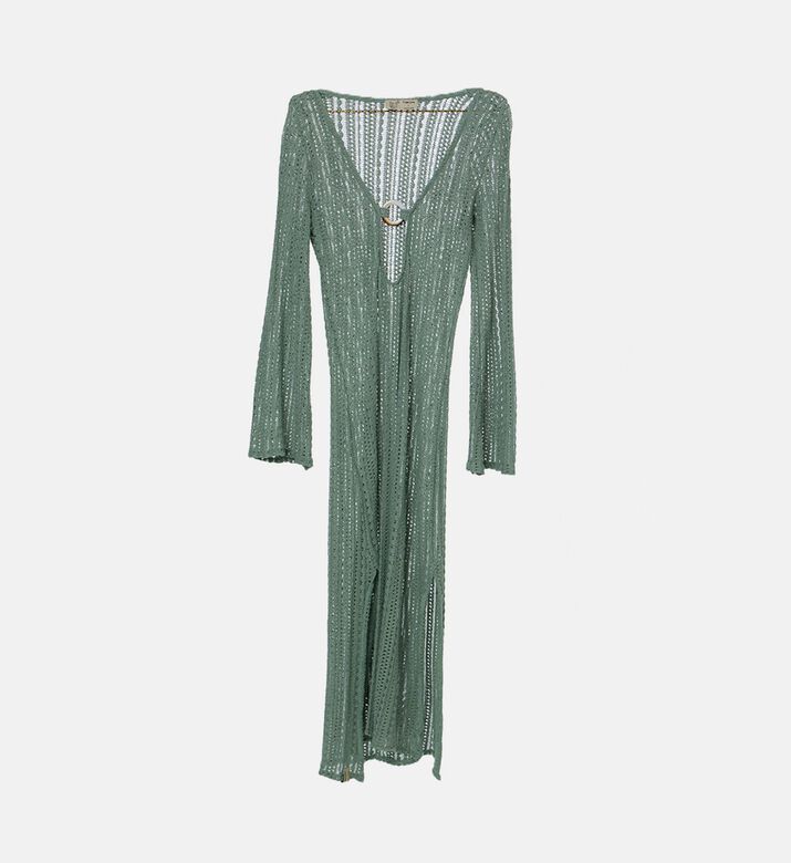 Reborn Olive Knitted V-neck Long Dress Cover-up, Packshot View