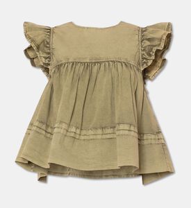 Ganni Cotton Ruffle Sleeve Top, Packshot View