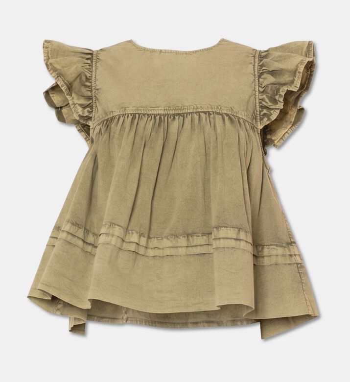 Ganni Cotton Ruffle Sleeve Top, Packshot View