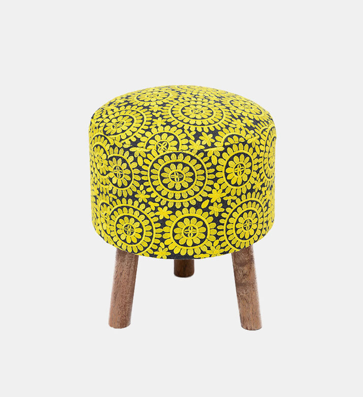 Home Deco and More Ethnic Embroidered Cotton Stool, Packshot View