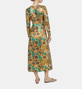 Floral Sequin Long-sleeve Midi Dress Floral Sequin Long-sleeve Midi Dress