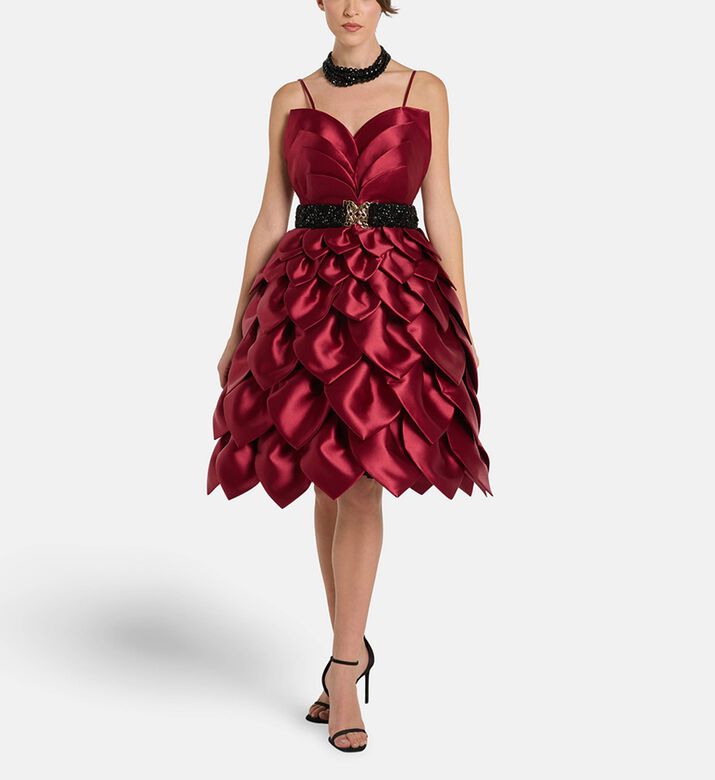 Savanna Dress Leaf, Burgundy, M, Model View