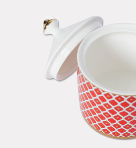 Imperial Gold-toned Knob Red Lattice Sugar Pot, Packshot View