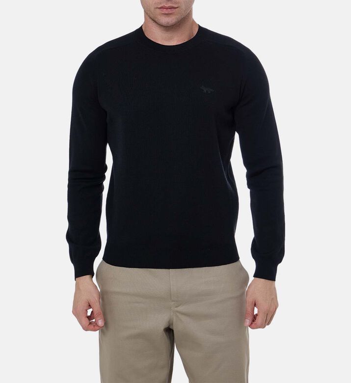 Knit Fox-embroidery Long-sleeve Sweater