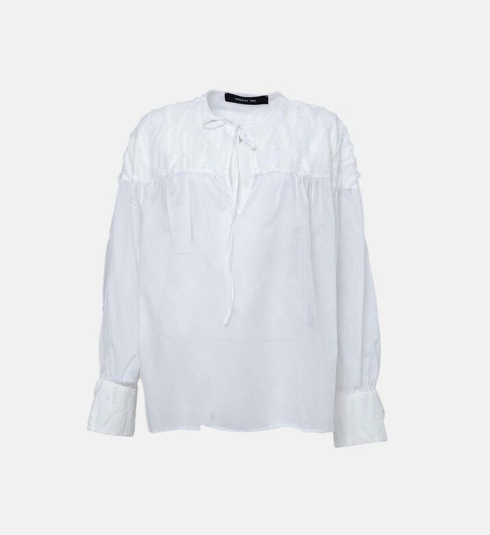 Leaves Tie-neck Blouse