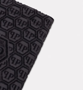 Philipp Plein Cotton Hexagon Design Bath Towel, Grey, 95x150-cm, Packshot View