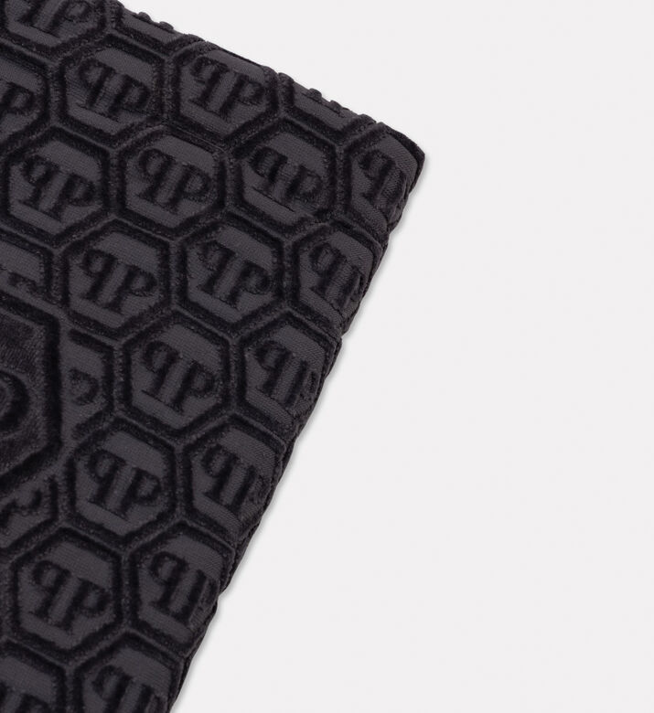 Philipp Plein Cotton Hexagon Design Bath Towel, Grey, 95x150-cm, Packshot View