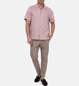 قميص قصير الأكمام كتان وقطن