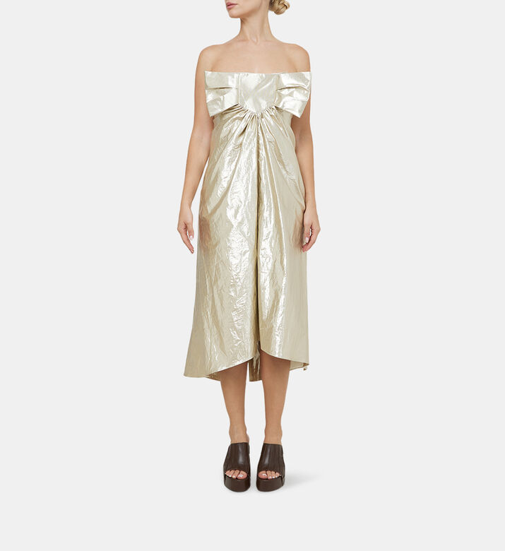 Cetelle Strapless Gold Lame Dress Cetelle Strapless Gold Lame Dress