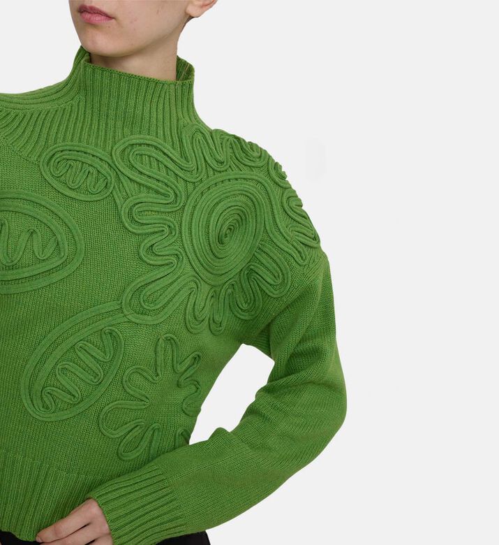 Floral-embroidery High Neck Sweater