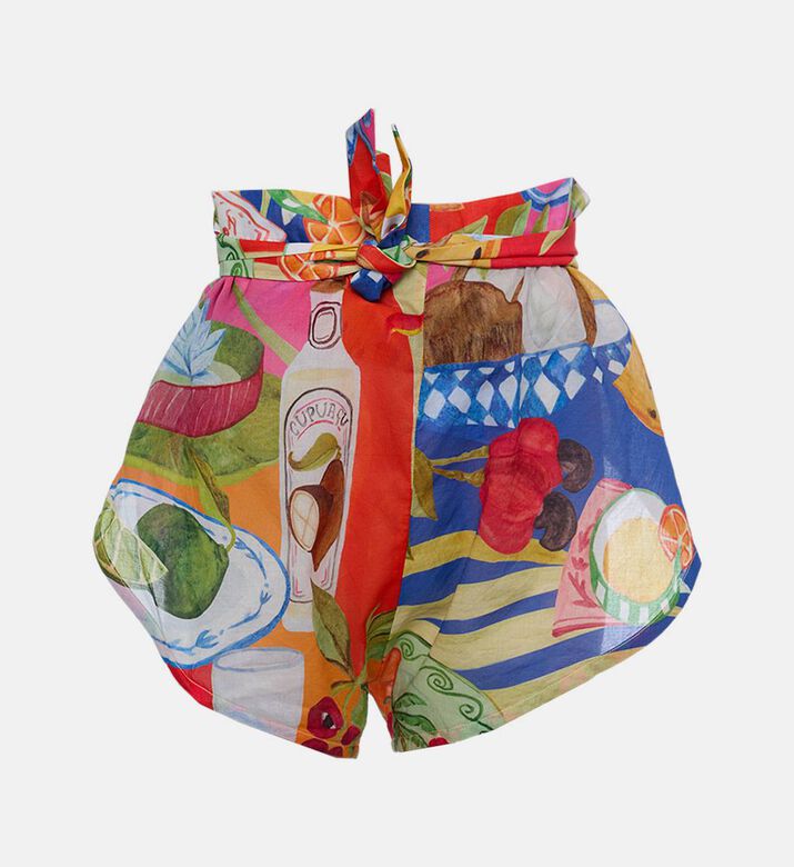 Elastic Waistband Printed Shorts
