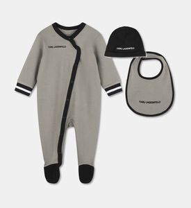Karl Lagerfeld Logo-trim Sleepsuit, Bib  Beanie Set, Packshot View