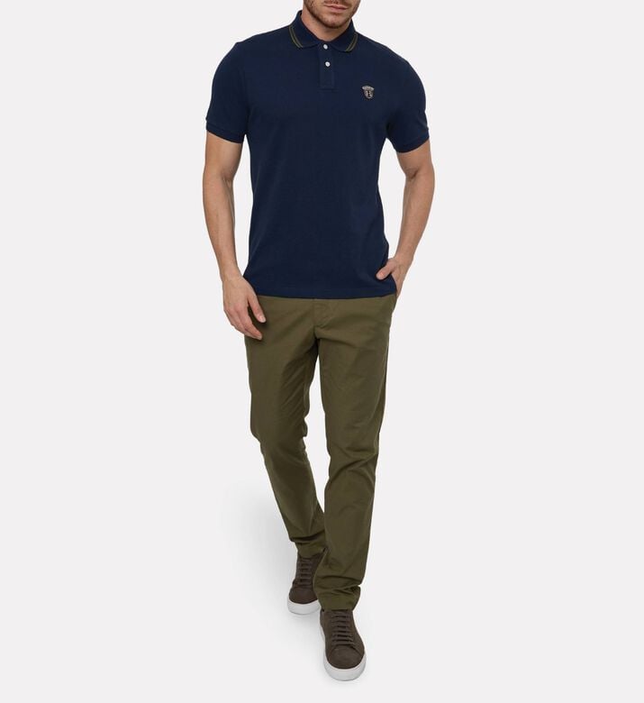 Hackett London Button Placket Short-sleeve Polo, Navy, Xl, Model View