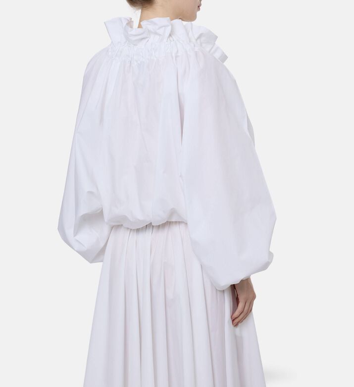 Patou Long-sleeve Oversized Ribbon Ruffled Blouse, Model View