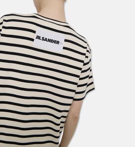 Jil Sander Ribbed Cotton Jersey Multistrip Dress, Model View