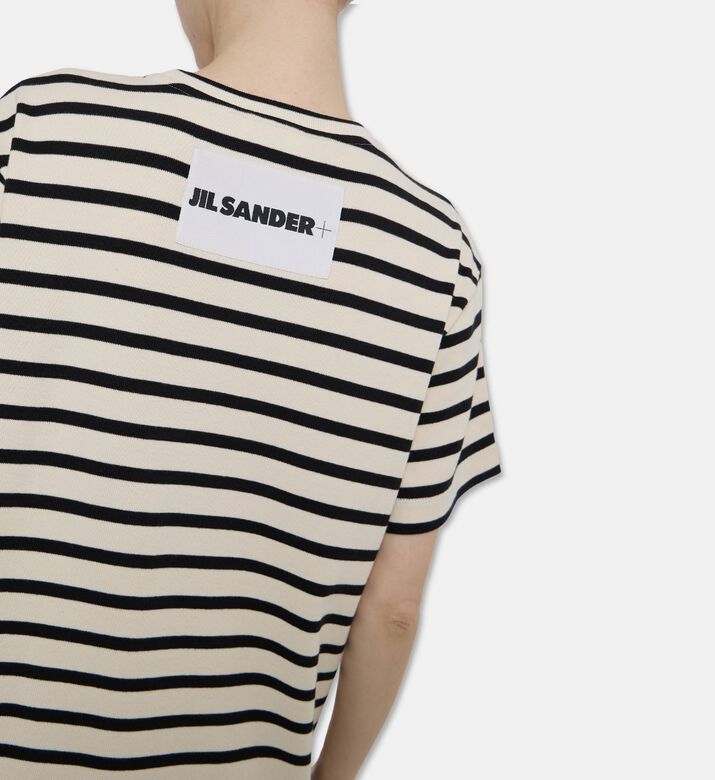 Jil Sander Ribbed Cotton Jersey Multistrip Dress, Model View
