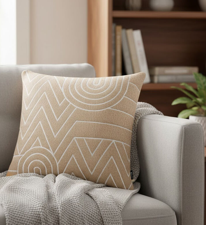 Home Deco and More Bantorel Cotton Square Filled And Vaccumed Cushion, Packshot View