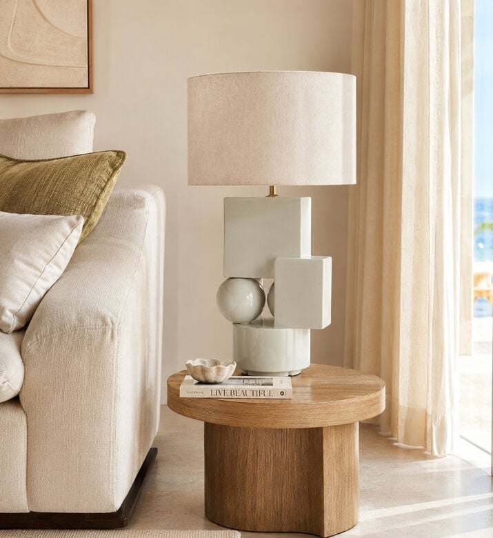 Versmissen Geometric Sculptural Table Lamp, White, Packshot View