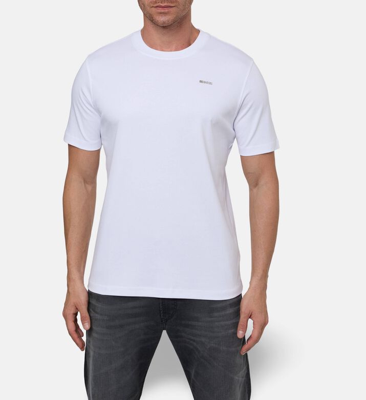 Diesel Silver Logo-detail Straight-cut T-shirt, White, S, Model View