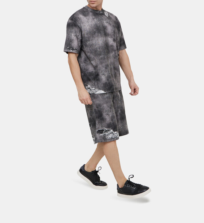 Cotton Ripped-print Shorts