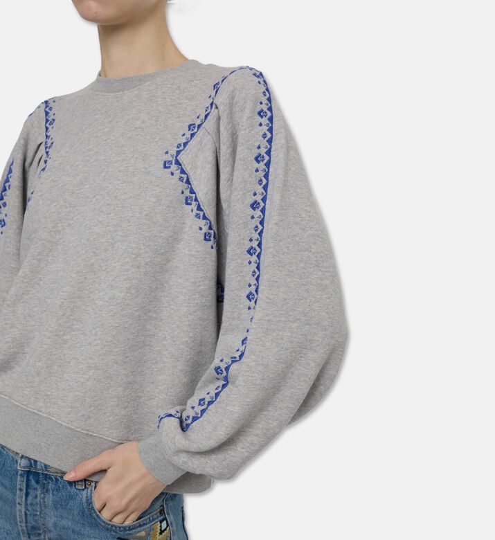 Ba and Sh Embellished Long-sleeve Sweatshirt, Grey, M, Model View