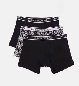 Emporio Armani Cotton Logo-waistband Three-pack Boxer Briefs, Black, M, Packshot View