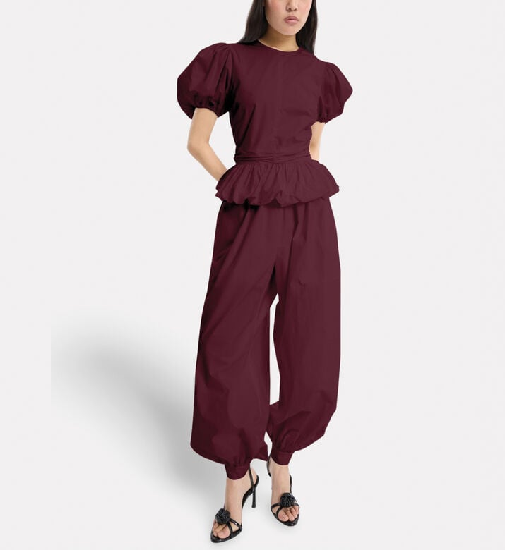 Rotate Jacquard Puff Sleeve Top, Model View