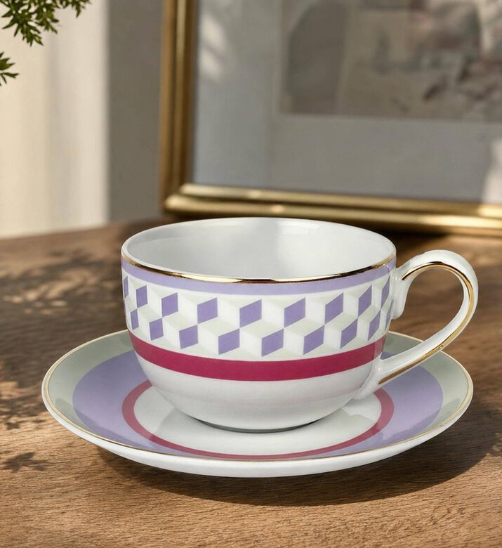 Baci Milano Firenze Jumbo Cup Saucer Set, Model View