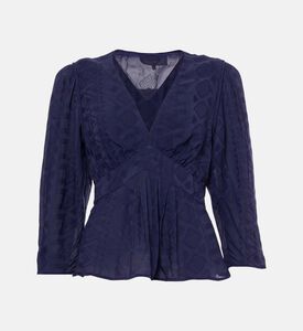 بلوزة طويلة الأكمام بنقشة مزخرفة