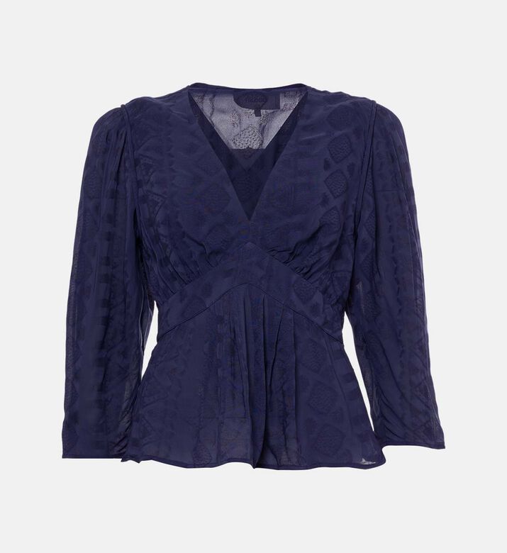 Textured Long-sleeve Blouse