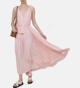 Folds Pleated Panels Maxi Dress
