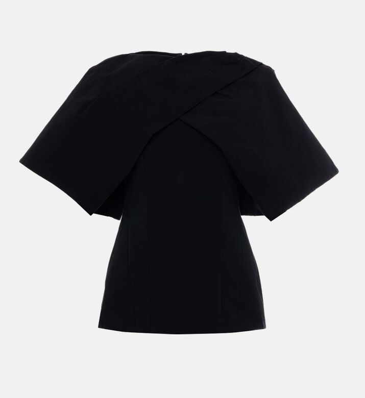 Dawei Architectural Cape-sleeve Fitted Top, Packshot View