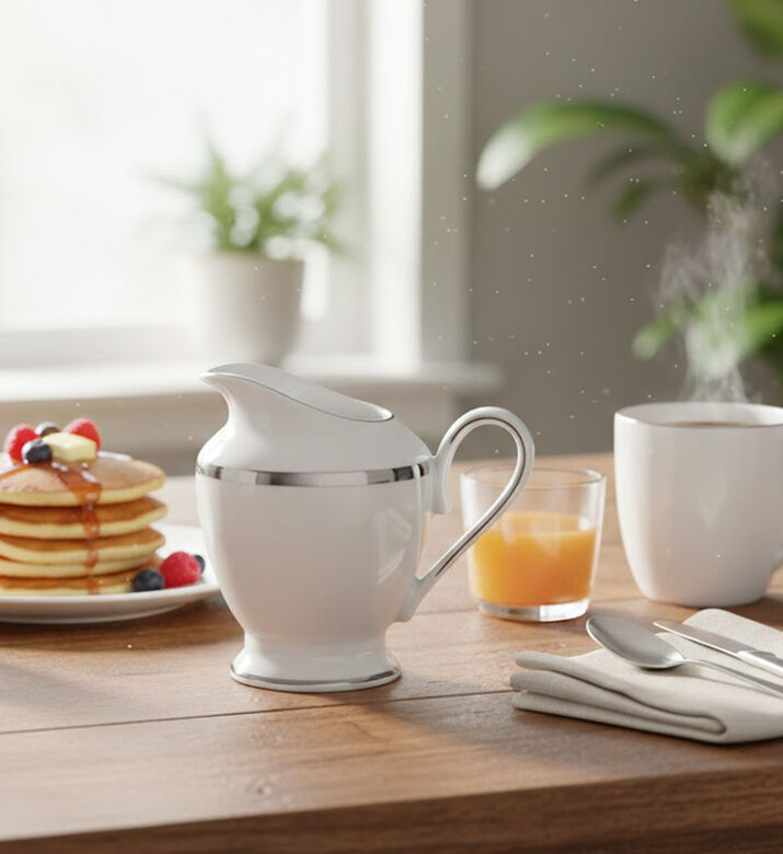Home Deco and More Silver-rimmed Porcelain Creamer, Packshot View