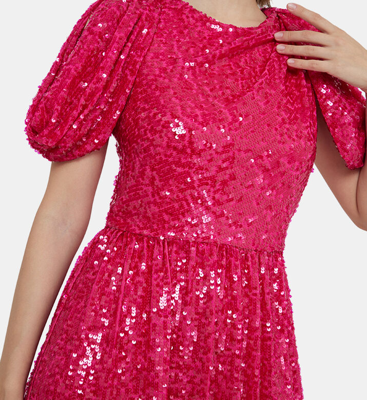 Drape Shoulder-detail Sequin Gown