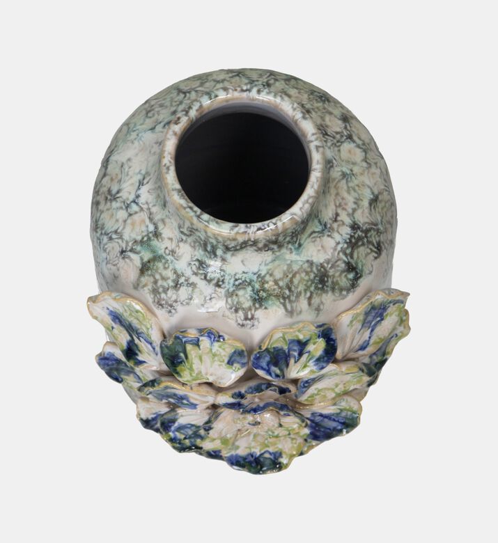 مزهرية منقوشة بأزهار 14×13×18.5 سم