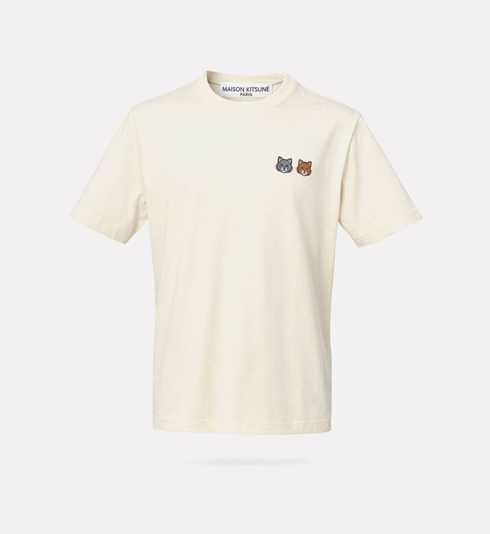 Maison Kitsune Double-motif Embroidery Regular T-shirt, Light-beige, M, Packshot View
