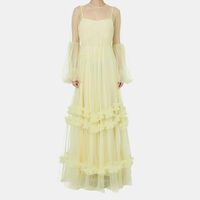 Sheer Mesh Ruffled Cuffs Dress