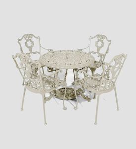 Home Deco and More Grape Dining Table With 4 Chairs Off White 90 X 70 Cm, Packshot View
