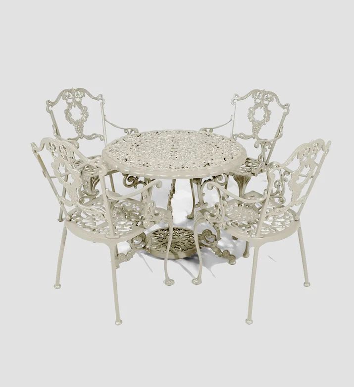 Home Deco and More Grape Dining Table With 4 Chairs Off White 90 X 70 Cm, Packshot View