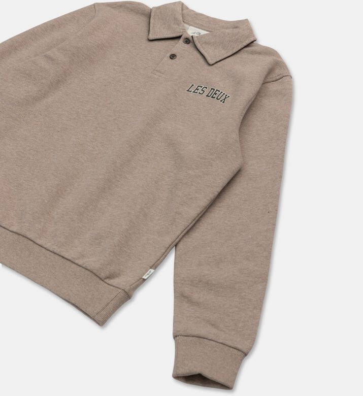 Les Deux Logo Long-sleeve Polo Shirt, Sand, 13-14y, Packshot View