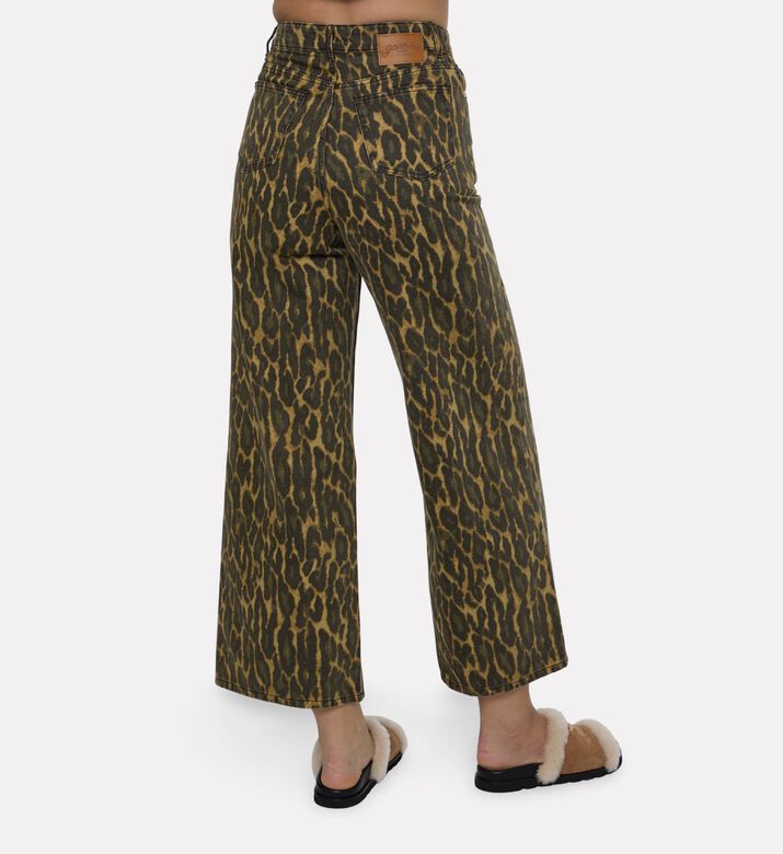 Ganni Leopard-print Wide-leg Jeans, Model View