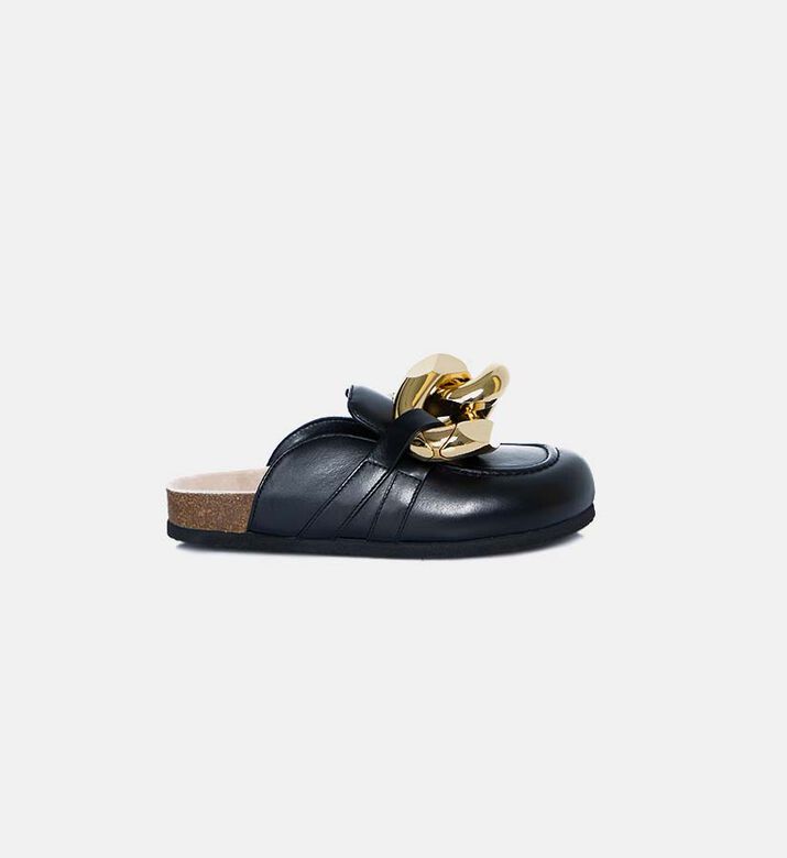 Leather Chain Loafer Mules