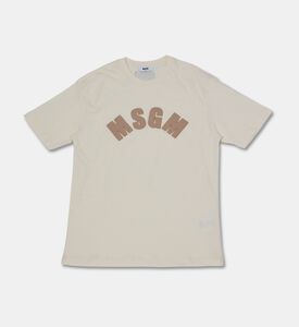 MSGM Sequin Logo Crop T-shirt, Light-brown, 8y, Packshot View