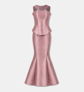 AAVVA Embellished Peplum Mermaid Gown, Pink, M, Packshot View